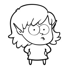 Fototapeta premium cartoon elf girl staring