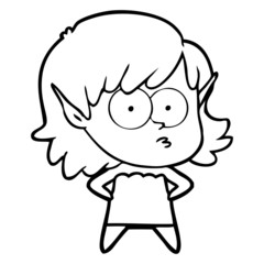 cartoon elf girl staring