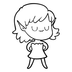 happy cartoon elf girl wearing dress