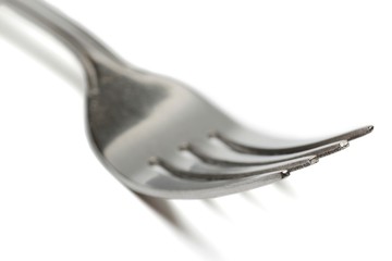 One fork isolated on white background