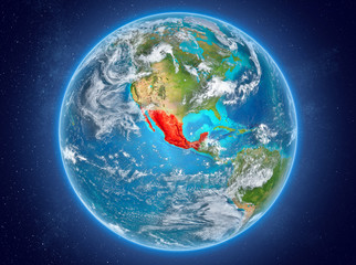 Obraz na płótnie Canvas Mexico on planet Earth in space