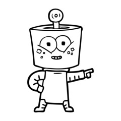 happy cartoon robot pointing