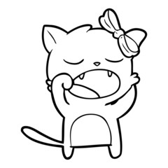 cartoon yawning cat