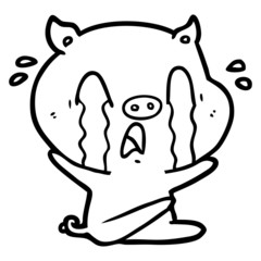 crying pig cartoon