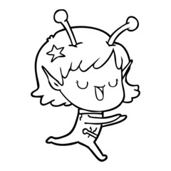 happy alien girl cartoon