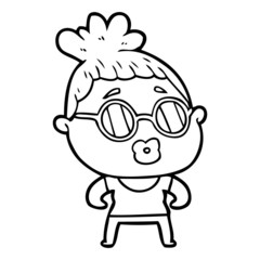 cartoon woman wearing spectacles