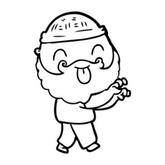 man with beard sticking out tongue