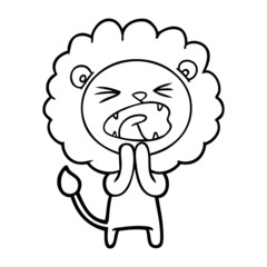 Obraz premium cartoon lion praying