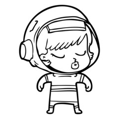 cartoon pretty astronaut girl