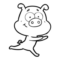 happy cartoon pig