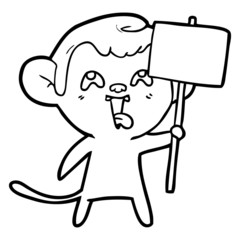 crazy cartoon monkey with sign