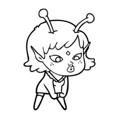 pretty cartoon alien girl