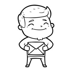 happy cartoon man with parcel
