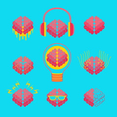 Set of Smart and  intelligent Brain Icon