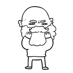 Obraz premium cartoon man with beard frowning checking his beard