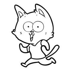 funny cartoon cat jogging
