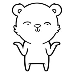 happy cartoon polar bear shrugging shoulders
