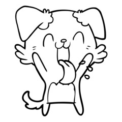 cartoon panting dog waving