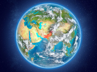Pakistan on planet Earth in space