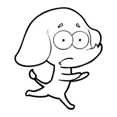 cartoon unsure elephant running away