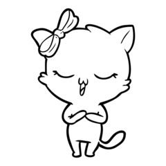 cartoon cat with bow on head