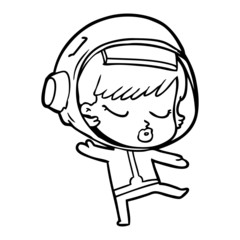 cartoon pretty astronaut girl dancing