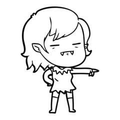 cartoon undead vampire girl pointing