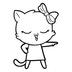 cartoon cat with bow on head