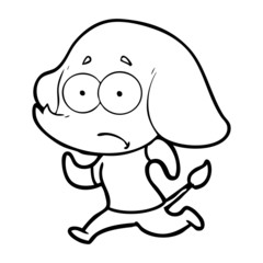 cartoon unsure elephant running away