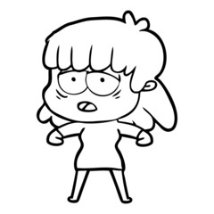 cartoon tired woman