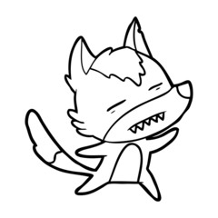 Fototapeta premium cartoon wolf showing teeth whilst dancing