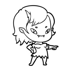 cartoon friendly vampire girl pointing