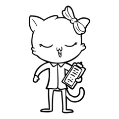 cartoon cat with bow on head