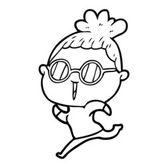 Obraz premium cartoon woman wearing spectacles