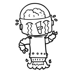 cartoon crying robot flying