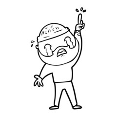 cartoon bearded man crying