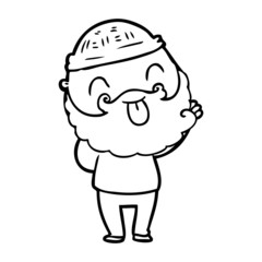 man with beard sticking out tongue