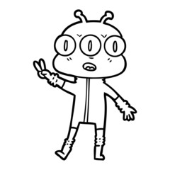 cartoon three eyed alien waving