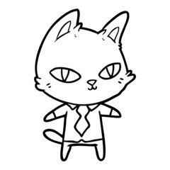 cartoon cat in office clothes
