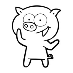 cheerful pig cartoon