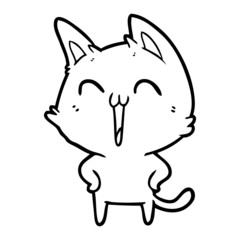 happy cartoon cat meowing