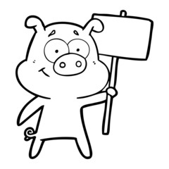 happy cartoon pig