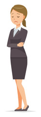 A business woman in a suit is depressed
