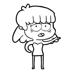 cartoon tired woman