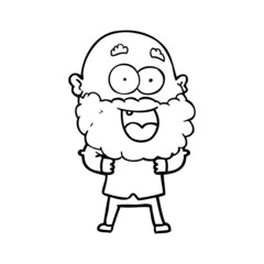 cartoon crazy happy man with beard