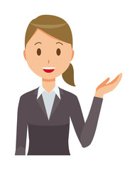 Business woman in suit wears guide