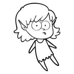 cartoon elf girl floating