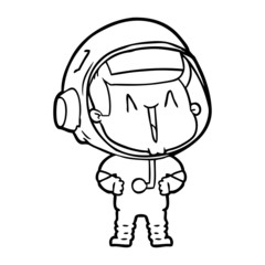 happy cartoon astronaut