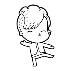 cartoon girl wearing futuristic clothes