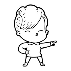 cartoon squinting girl
